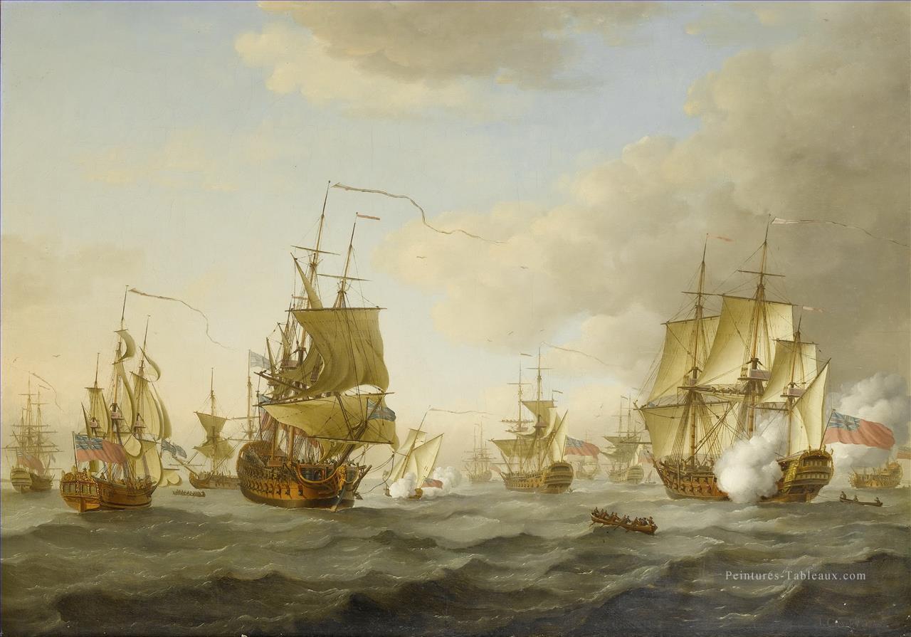 John Cleveley la flotte de l amiral Byng en route depuis Spithead Sea Warfare Peintures à l'huile